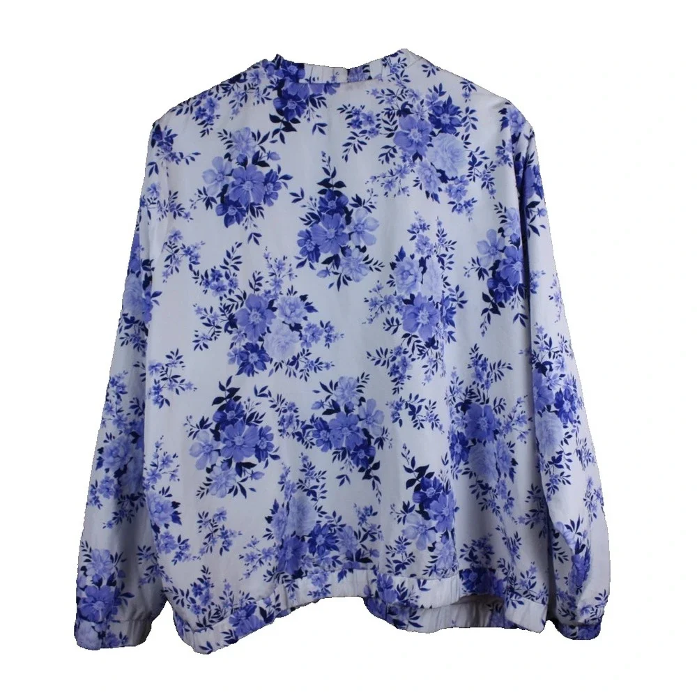Torrid Jacket Womens Size 3X Blue Floral Athletic Windbreaker Collarless Street